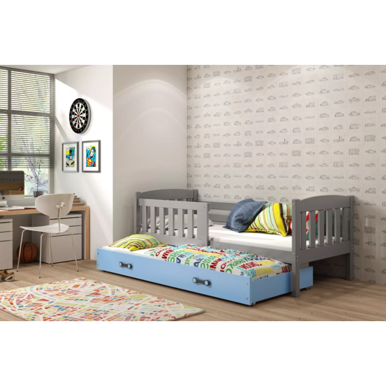 Jednolôžková posteľ Kubus3 Grafit pre teenagerov 160x80 s matracom, rozkladacia - modrá
